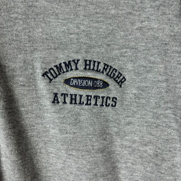 Vintage Tommy Hilfiger Rugby Shirt Men XL Gray Navy Athletic Long Sleeve 1/4 Zip - Picture 10 of 13